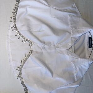 White Embellished Crop Top